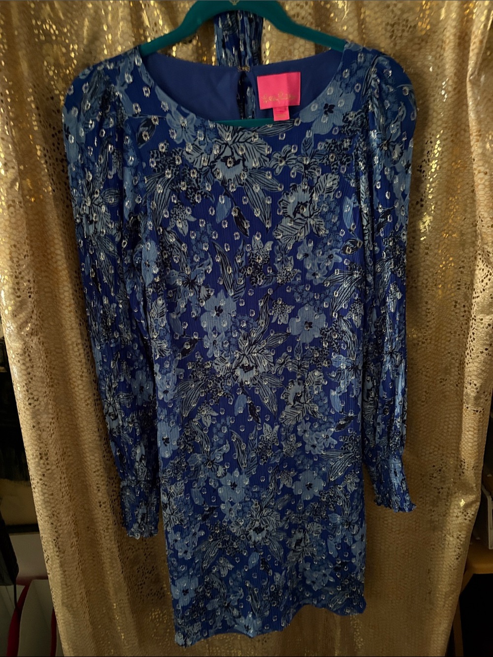 Lilly Pulitzer Blue Floral Long-Sleeve Shift Dress